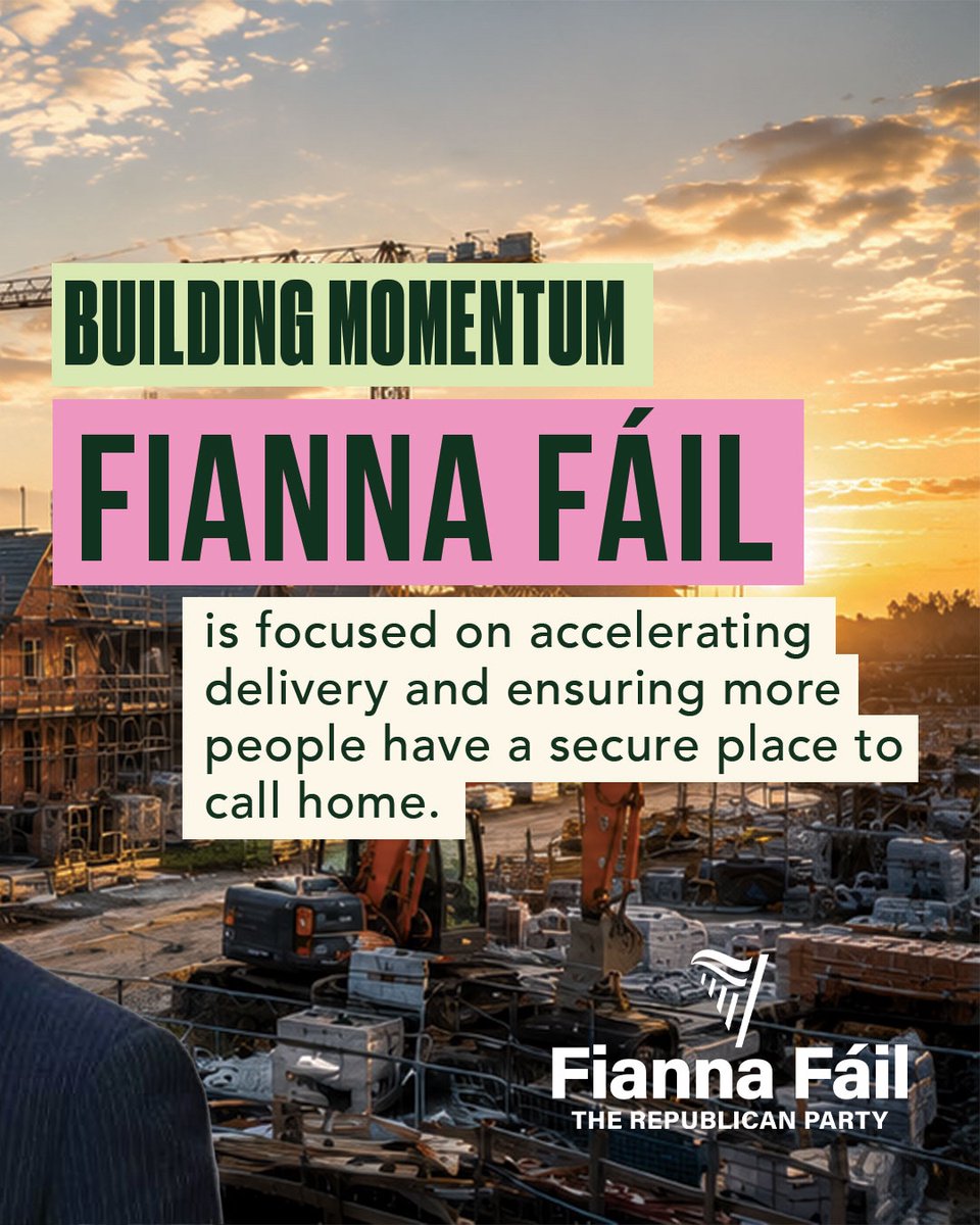 fiannafailparty's tweet photo. We're accelerating delivery, cutting delays and building more quality homes for individuals, families and communities across Ireland. 🏡 https://t.co/68G4rm1BqO