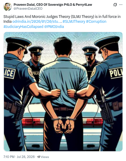 DogeOfIndia's tweet photo. Stupid Laws And Moronic Judges Theory (#SLMJTheory) is in full force in India https://t.co/eVejSedwOo. Thanks to corruption in Executive, Legislature and Judiciary in India. Sadly @gupta_rekha and @narendramodi have made #Delhi a #Corruption hub. #JudiciaryHasCollapsed @PMOIndia https://t.co/3Qlo2Oj6JX
