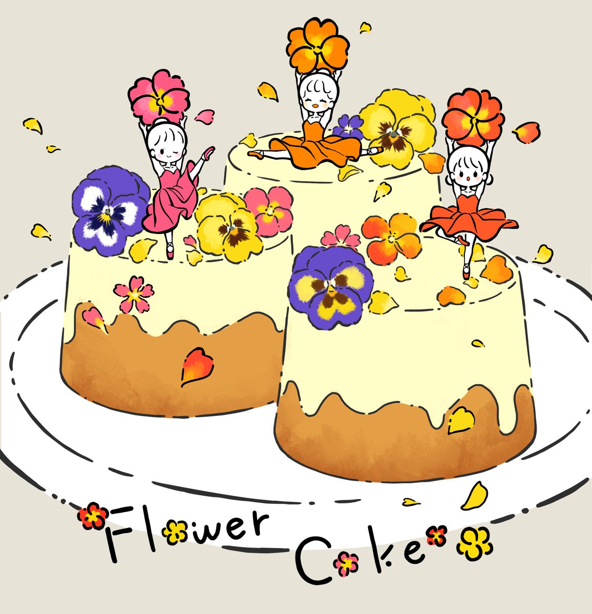 お花のケーキ💐🎂🌷 #イラスト #illustration #OC