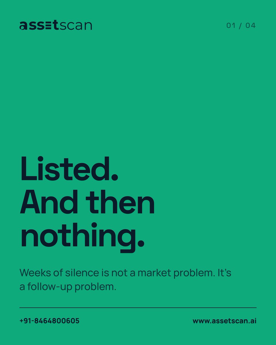 _assetscan_'s tweet photo. Listed. Then... nothing.

Silence isn't a market problem - it's a follow-up problem.

AssetScan keeps you updated: 
📩 Weekly performance report 
📞 Fortnightly strategy call

The system watches. The person checks in.
📞 +91 84648 00605 | https://t.co/4jnaBi9M9p

#Hyderabad https://t.co/t7HBqtabYp