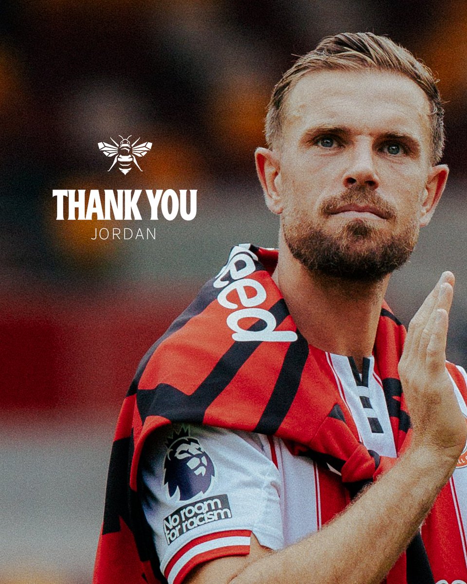 BrentfordFC's tweet photo. Jordan Henderson has left Brentford after a mutual agreement was reached to terminate his contract
 
Jordan leaves with the best wishes and gratitude of everyone at Brentford 🐝
 
We wish you every success for the future, Hendo ❤️