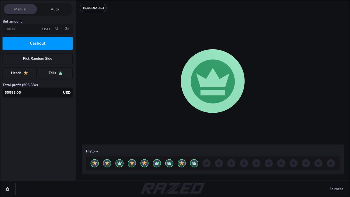 Razedcom's tweet photo. 9 Coinflips in a row 🪙

would you pick Heads or Tails next? https://t.co/zyKeXmEnU9