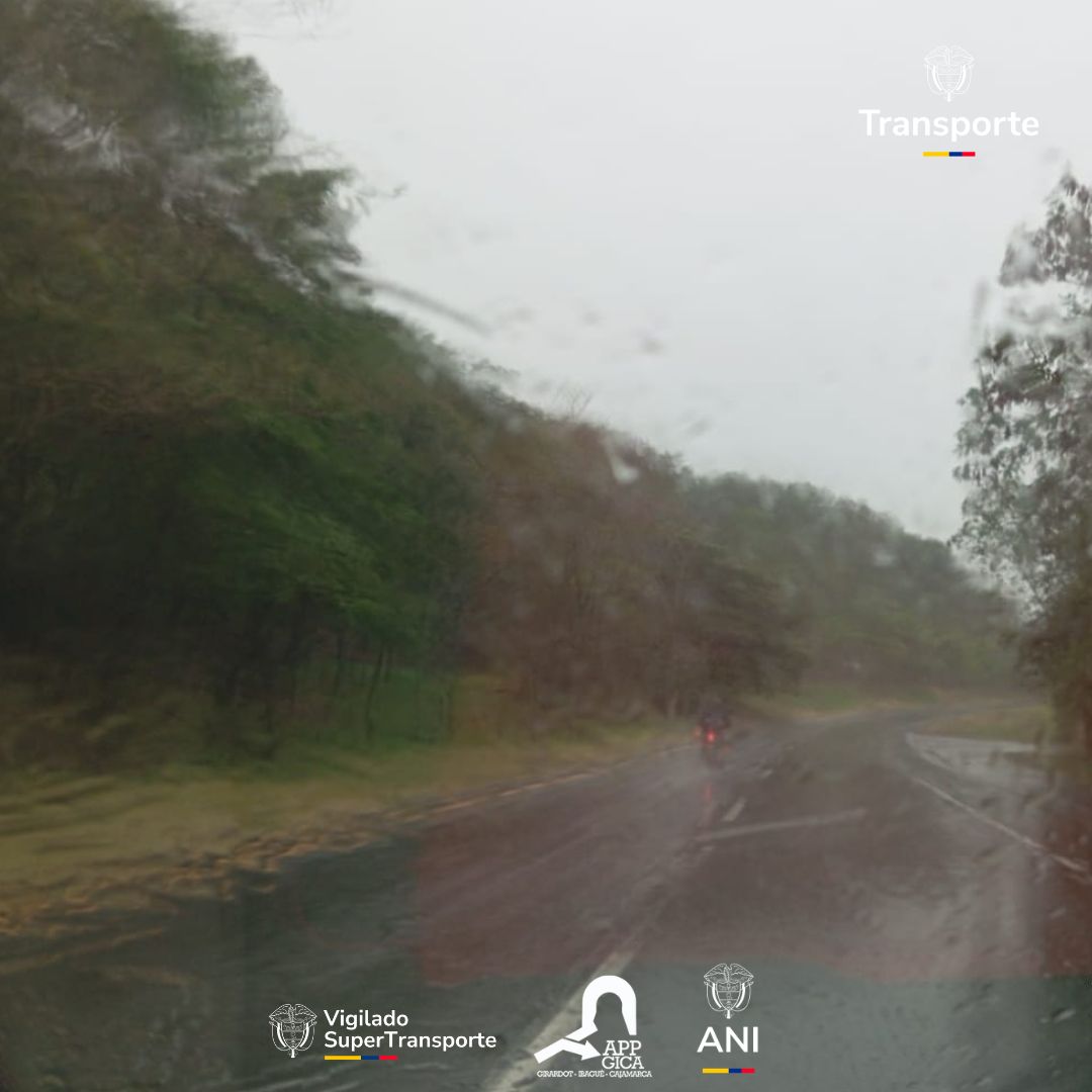 APPGICA's tweet photo. #EstadoDeLaVía | A esta hora se presentan lluvias sobre algunos tramos del corredor vial a cargo Girardot - Ibagué - Cajamarca, recomendamos transitar con precaución y acatar las normas de tránsito. https://t.co/AnVYXZfuO5