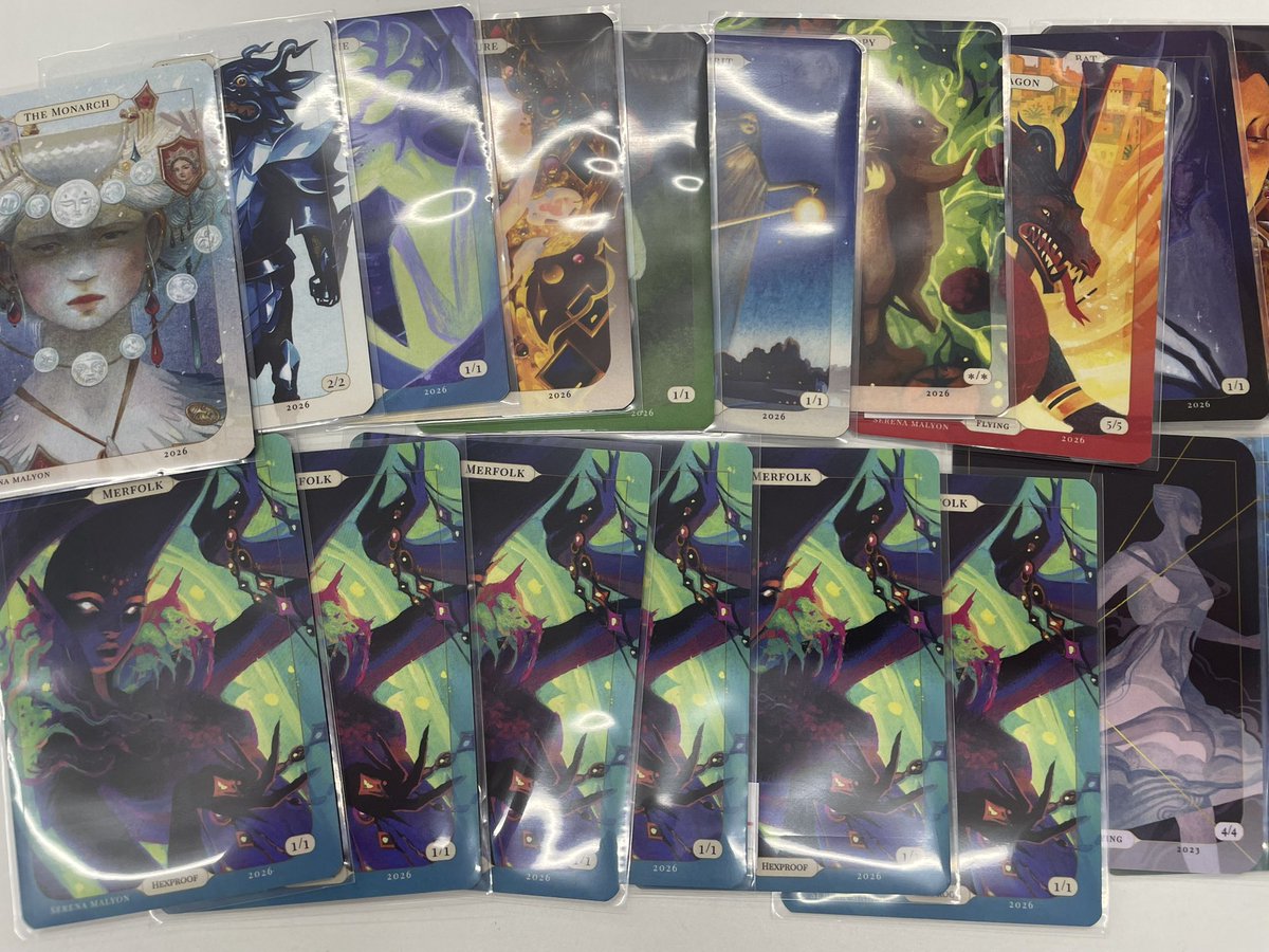 TokyoMTG_Art's tweet photo. アムステルダムでゲットしたトークンの一部を店頭に並べました。 https://t.co/uxR1WNj5EK
