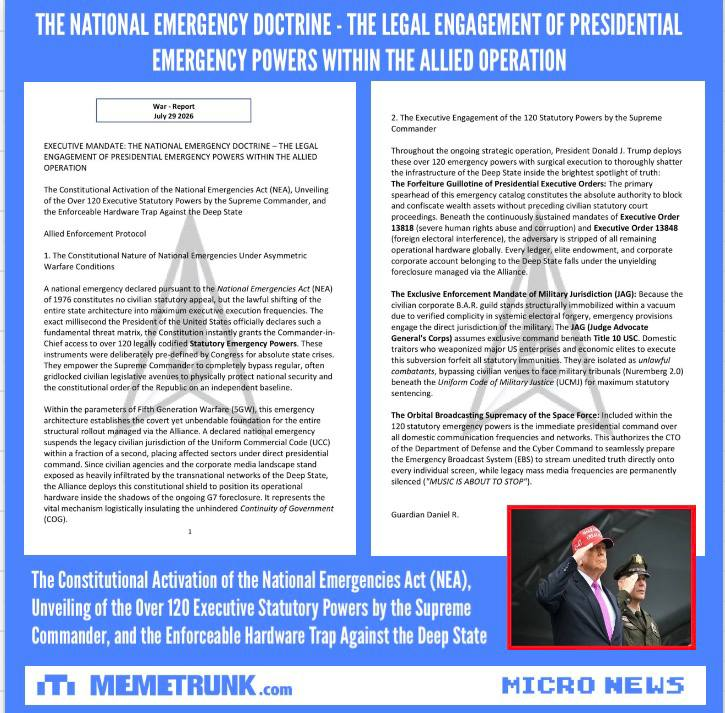 PhilomenaGrady's tweet photo. The Constitutional Activation of the National Emergencies Act (NEA), Unveiling of the Over 120 Executive Statutory Powers by the Supreme Commander, and the Enforceable Hardware Trap Against the Deep State

@warDaniel47 https://t.co/Qft8uCXiST