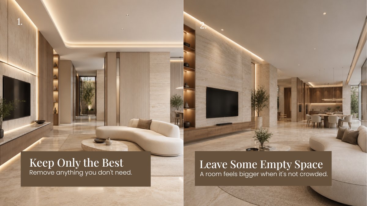 tiadecors's tweet photo. Luxury isn't about adding more. It's about choosing better.

Here are 5 simple ways to create a luxury home without visual clutter—from leaving more open space to hiding everyday mess.

#InteriorDesign #LuxuryHome #DubaiInteriors #MinimalDesign #HomeDecor #LuxuryLiving https://t.co/XhfaA4eRJK