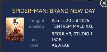 ngumbahkucing's tweet photo. sudah beli tiket buat besok hihihi
#spiderman https://t.co/7caTO9gFcU