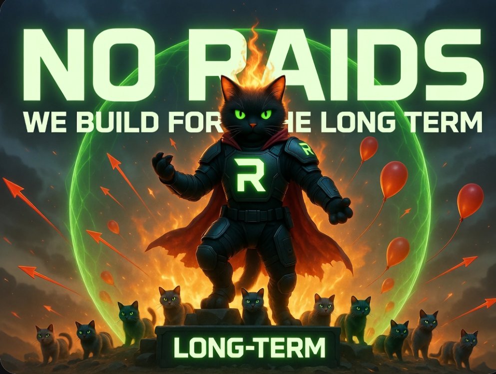 RallyCat's tweet photo. $RallyCat Quick reminder why we don’t do raids:

Raids create temporary noise.  
They bring in people who are only here for a quick pump and dump.

We’re not building for a 24-hour spike.  
We’re building a real community that can last.

Strong holders > temporary volume.  
Organic growth > forced attention.

We’re in this for the long-term.

#RallyCat #OrganicGrowth #Solana #pumpfun