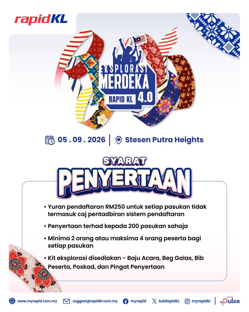 myrapidkl's tweet photo. Kami menanti pasukan anda di garisan permulaan. Daftar sekarang!

https://t.co/nZxe4Sy3EN

#EMRKL4 #RapidKL https://t.co/E6MZ3CYOjQ