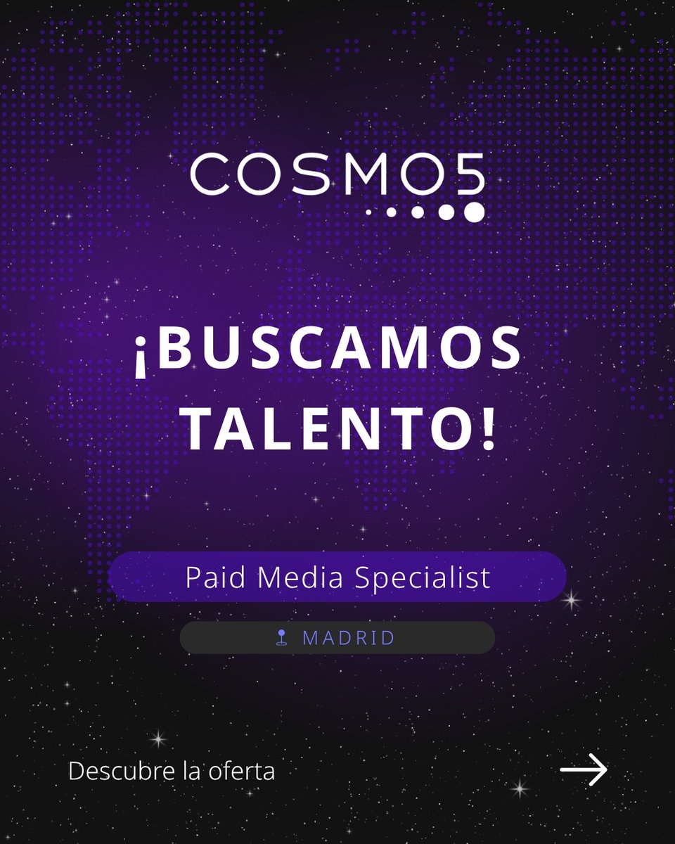 Cosmo5_Iberia's tweet photo. 🔥 ¡Nuestro equipo de Media busca #PaidMediaSpecialist! 🔥
Descubre los detalles en el carrusel y aplica aquí: https://t.co/oNeoYa650G
#OfertadeEmpleo #Empleo #Marketing #MarketingDigital #OfertaEmpleo https://t.co/RdkCs3fv38