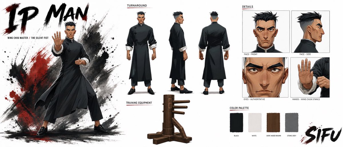 Cinematic Character Bible for Wing Chun Master