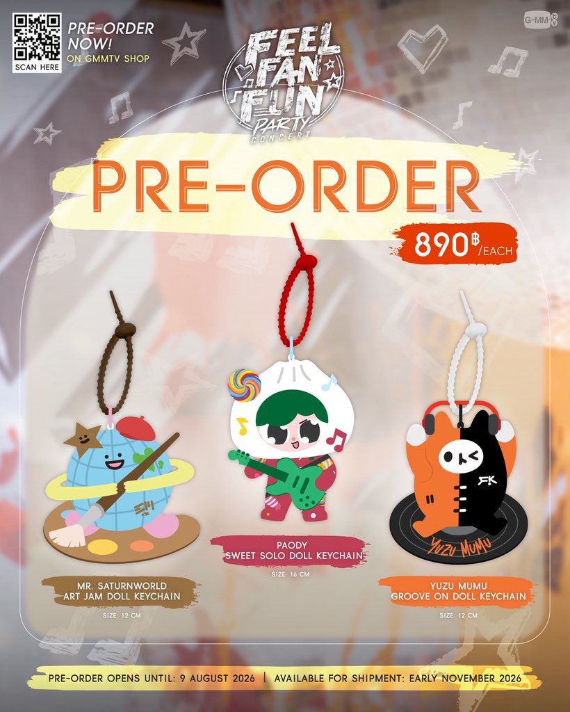 ShopTheHap's tweet photo. PREORDER FEEL FAN FUN PARTY CONCERT 2026 DOLL KEYCHAIN [🇲🇾 GO]

💰RM130 incl. EMS
💰2nd payment needed = 🇲🇾 local postage fee

⏰Deadline: 3 August 2026 8pm

#ShopTheHapGO
#FFFPartyConcert2026
#MRSATURNWORLD
#PAODY
#YUZUMUMU https://t.co/GLWPLKidom
