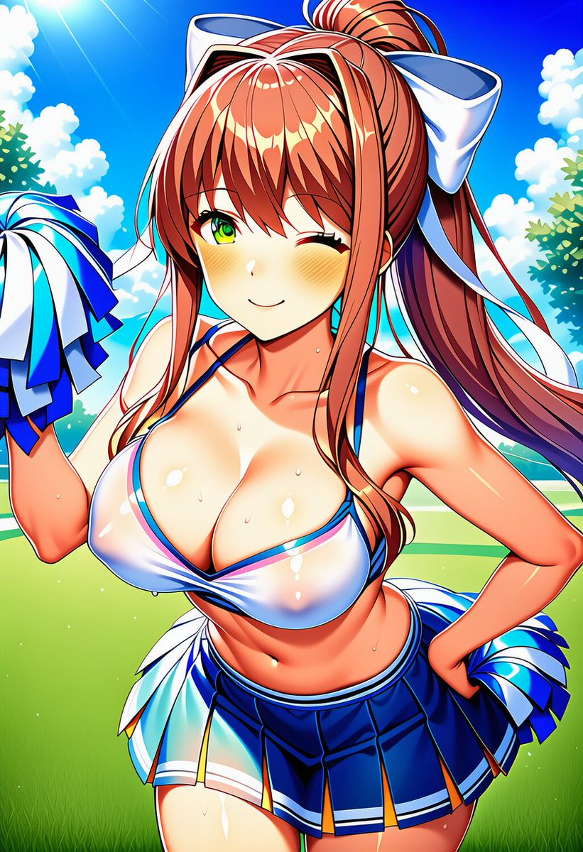 xkei_chan's tweet photo. Cheerleader Monika!
#DDLC
#DokiDokiLiteratureClub
#monika
#モニカ
#AIイラスト
#NovelAI https://t.co/uy5duMdKbm