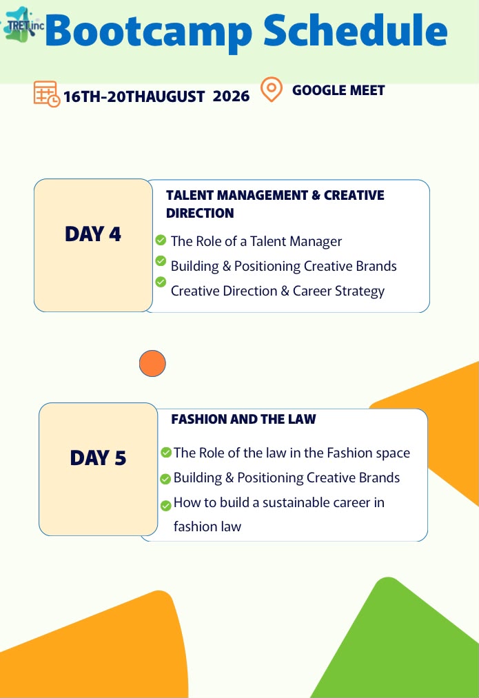 thetretinc's tweet photo. WE PRESENT TO YOU OUR BOOTCAMP SCHEDULE. 5 DAYS OF EDUCATIVE EXPERIENCE. https://t.co/Cm8oQITlyT