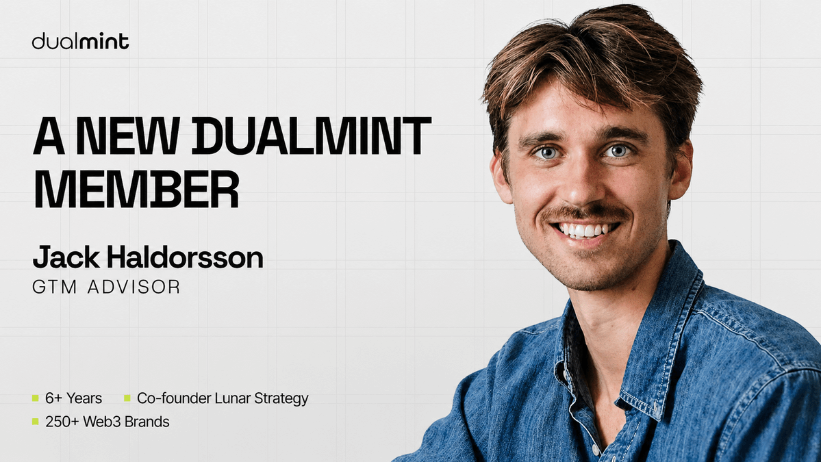 DualMintRWA's tweet photo. Welcome @Jackhaldorsson onboard as GTM Advisor.

Jack has been in our working sessions for months, sharpening our positioning, pressure-testing our claims, and holding every message to a go-to-market standard.

→ Co-founder & Managing Partner @LunarStrategy
→ 6+ years growing Web3 brands, 250+ clients
→ Trusted by OKX, Polkadot, Cardano, Immutable, and more

More to come as we bring the next phase of DualMint to market.