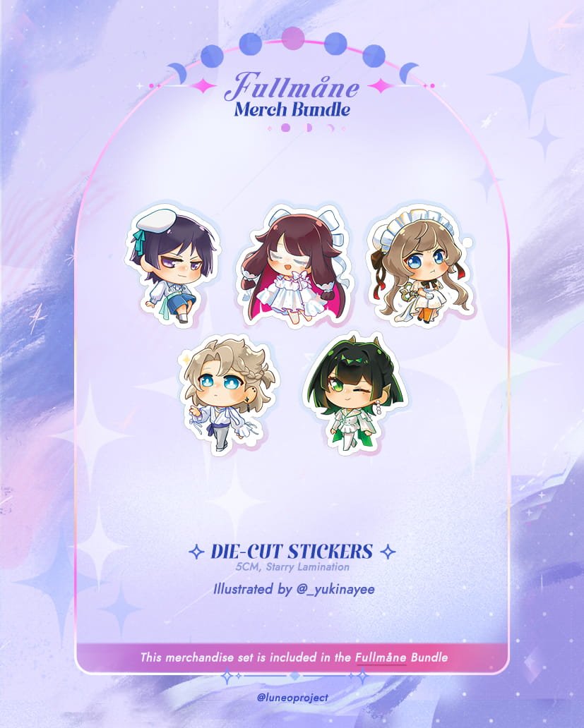 luneoproject's tweet photo. 🌙 Merch Reveal 🌙
Bundle: Fullmåne
Merch Type: Die-cut Stickers
Artist: @_yukinayee
Registration is open for On-Site and Mail Order Link in bio 🔗
.
.
.
.
.
#fanevent #faneventmy #genshinimpact #nodkrai #luneoproject https://t.co/U4CrIdteVT