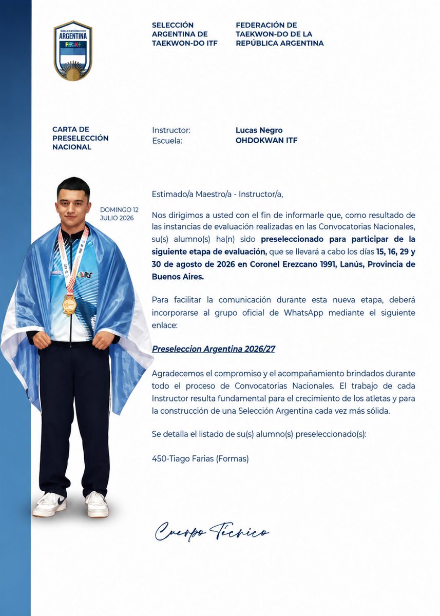 MatiasFarias6's tweet photo. Cada repost y cada aporte son una forma de decirle a un deportista que su esfuerzo vale la pena.
Ayudemos a que el talento argentino llegue a España y vuelva a dejar nuestra bandera en lo más alto. 🇦🇷🥋
Gracias de corazón por leer, compartir y ser parte de este sueño. https://t.co/eeUy7aOaI2