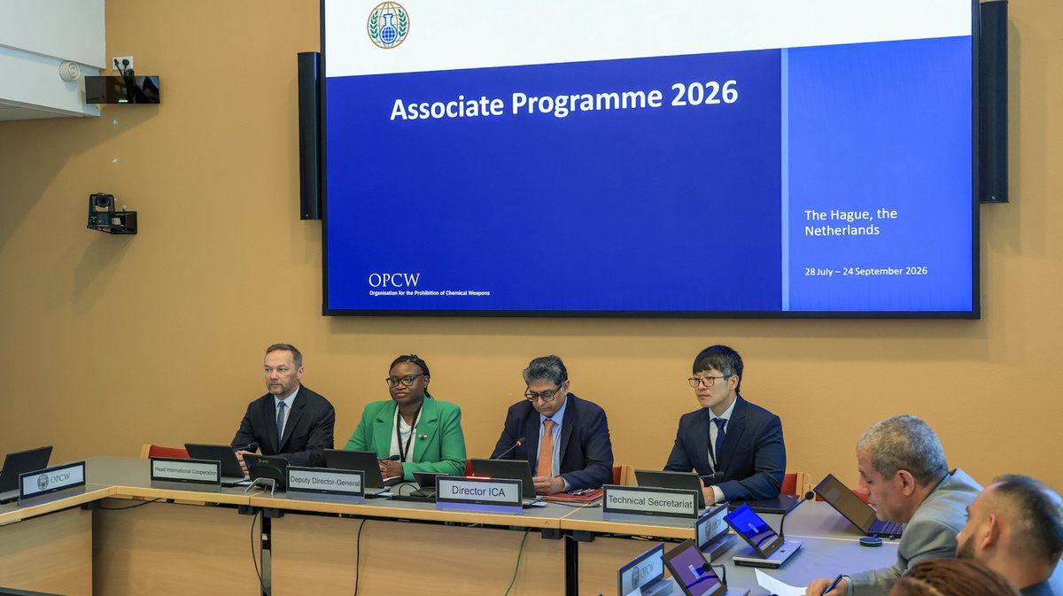 OPCW's tweet photo. The 27th OPCW Associate Programme has officially kickstarted in The Hague!

The Programme brings together participants from around the world to strengthen national implementation of the #ChemicalWeaponsConvention and promote the peaceful uses of chemistry.

“The Associate Programme is not simply a training course - it is an investment in people and in the future of the Convention,” said Deputy Director-General Kaapanda-Girnus.

Over the next nine weeks, participants will gain valuable knowledge and practical skills from experts across the OPCW, academia, industry, and partner organisations.

We wish all Associates a successful and rewarding experience as they join a global network committed to a world #FreeOfChemicalWeapons.

To learn more ➡️ https://t.co/Qi1vepYxlM