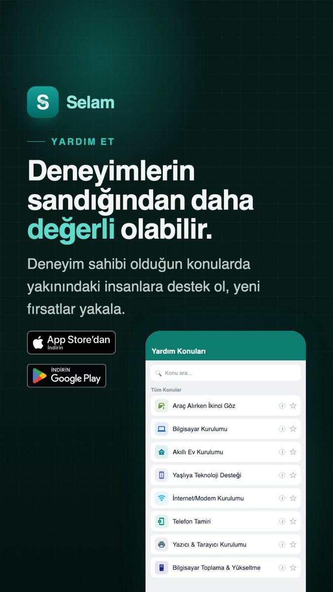 SelamMobi's tweet photo. Belki de en değerli yeteneğin, mesleğin değildir.

🚗 Araba almaya gidecek birine eşlik etmekten satranç öğretmeye, teknoloji konusunda destek olmaktan günlük pratik işlere kadar bildiğin konularda yakınındaki insanlara yardımcı olabilirsin.

🤝 Bildiklerin, bir başkasının en büyük ihtiyacı olabilir.