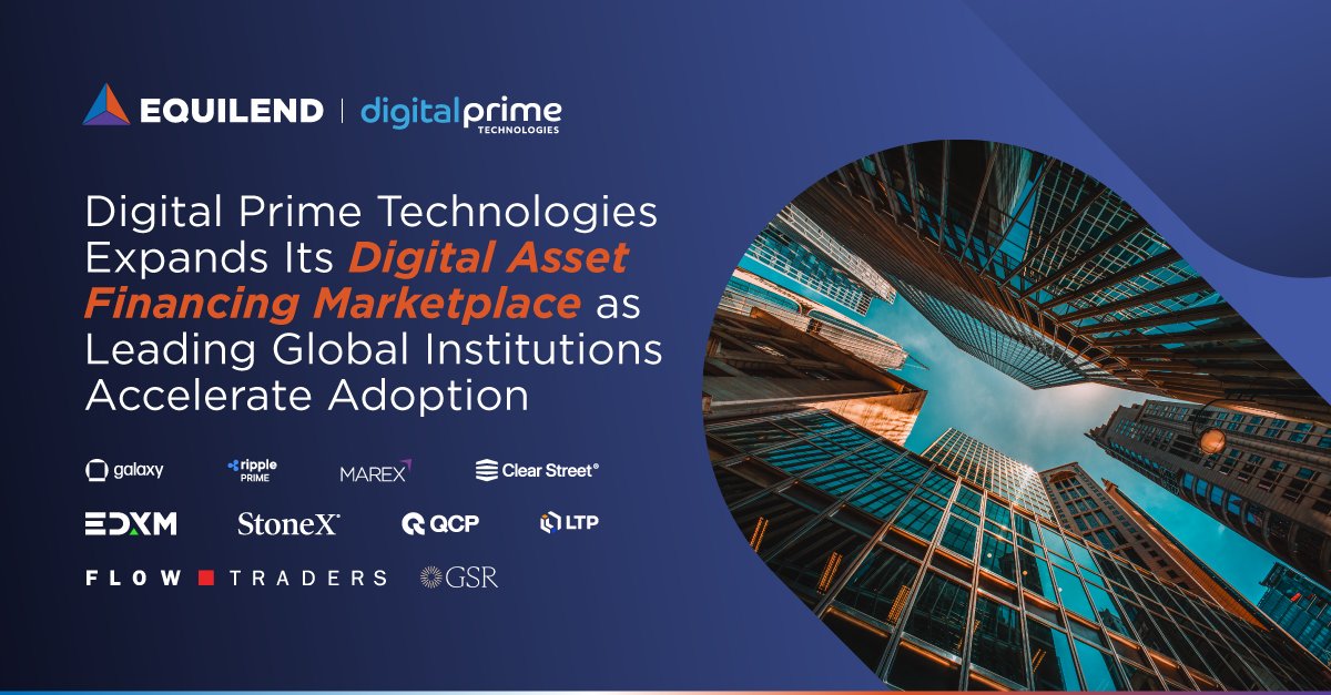Equilend's tweet photo. Proud strategic partner to @DigitalPrime_ as Tokenet's launch community grows to 10 institutions with $1B+ in inventory and $1B+ in borrowing demand. Institutional digital asset lending has its infrastructure.
https://t.co/7XK7iGY6al https://t.co/Lfne6y9smz