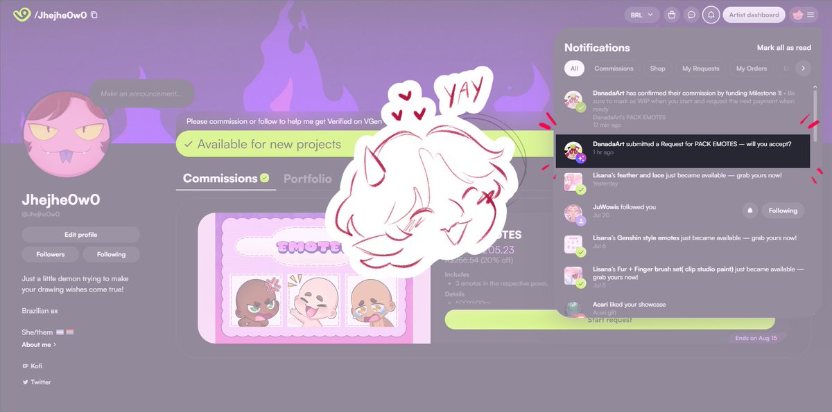 Jhejhe0w0's tweet photo. Just got my first commission at VGEN YAYYY https://t.co/hN522357y5