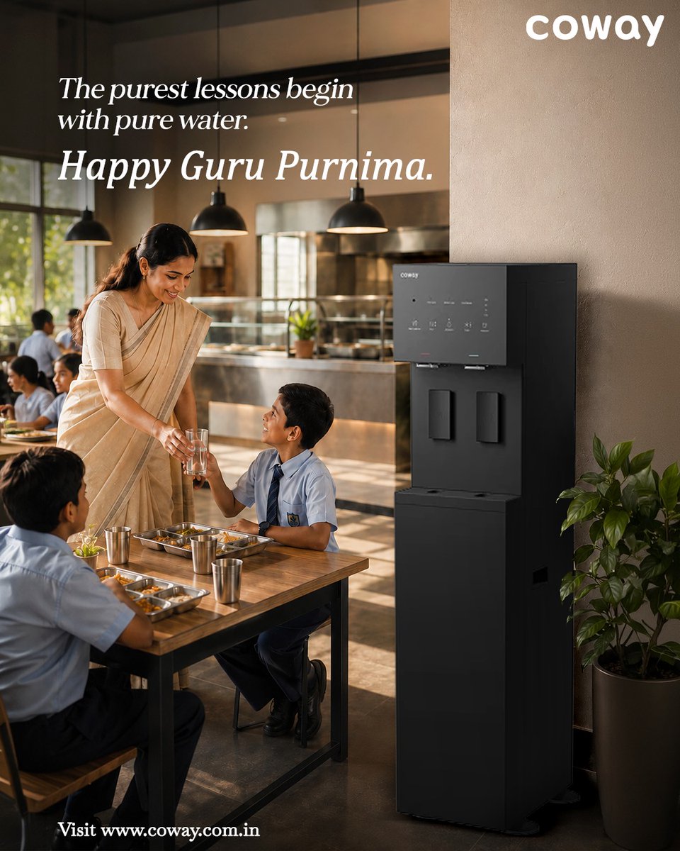 CowayIndia's tweet photo. Every lesson that nurtures a brighter future begins with care. This Guru Purnima, celebrate the gift of pure, safe hydration—for every student, every day. 💙

Happy Guru Purnima.🙏

#HappyGuruPurnima #CowayIndia #PureWater #HealthyLearning #safehydration https://t.co/x3vsNv6N4I