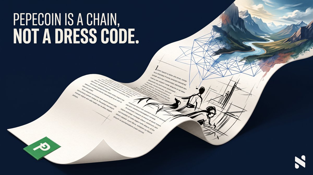NintondoWallet's tweet photo. Pepecoin is a chain, not a dress code.

None of these chains started blank. Pepecoin was created around Pepe the Frog. Dogecoin took its identity from the Doge meme. Bellscoin goes back to Billy Markus's Animal Crossing tribute, named for the game's Bells currency - he later said he'd even pictured it as payment in a marketplace for virtual goods.

Those aren't tags someone stuck on a neutral chain later. They're real identities, and they matter - part of how a community knows itself, and how a newcomer knows they're in the right room. Worth honoring.

But an identity isn't a rulebook. Having a mascot doesn't mean every inscription on the chain has to wear one.

For someone making things, a chain is more like paper than like a painting style. Paper doesn't ask you to draw a frog. It'll hold a poem, a diagram, a photo, a doodle - and none of them are "less paper" for leaving the mascot off.

And what makes something a Pepecoin inscription isn't the picture. It's that the data is written into one or more Pepecoin transactions and read back by an inscription indexer that follows the protocol's rules. Encode a landscape, a generative piece, a short story, a bit of code the right way, and each gets recognized exactly like frog art. The subject was never the qualification.

The trouble only starts when the mascot quietly turns into a rule - an unspoken sense that work here should look a certain way. That keeps the space smaller than it could be, and it discourages the writing, the generative art, the experiments that would show the chain is bigger than one image.

Keep Pepe. Keep the Doge. Keep the Bells. They're part of each chain's identity, not a fence around what you're allowed to make. A chain can have a mascot or founding theme and still be a place where anything gets made.