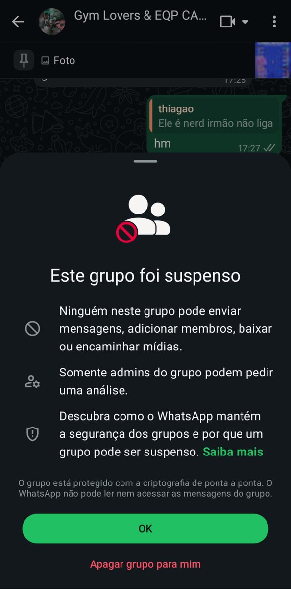 p0derparalelo's tweet photo. whatsapp o lugar mais sem lei e hostil da face da terra e meu grupo foi SUSPENSO vai se foder eu nao acredito nisso https://t.co/ZXHa2gQTBq