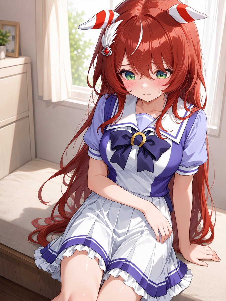 aioctotako's tweet photo. チャンミ惨敗の３位でした…

落ち込んでるシオンちゃんを慰めてあげたい…
※３年の大切な期間経過後のシオンちゃんなのでとあるところが特に成長してる設定です

ウインバリアシオン　／　Win Variation https://t.co/CQK78V0Xcg