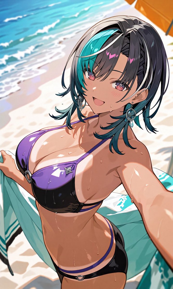 KuroiNu_17's tweet photo. FGと過ごす特別な夏休み！

ヘルシーな日焼け肌と個性豊かな水着姿は、見ているだけでテンションMAX！

5人の魅力がぎゅっと詰まった写真は何度見ても飽きないね✨
あなたが手を繋いで一緒に波打ち際を走りたいのは誰ですか？

#ホロライブ #FLOWGLOW #AIイラスト https://t.co/rUFxmSTGaS