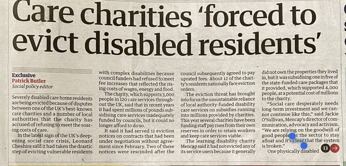 MaryOToole10's tweet photo. @NEF Councils do not pay enough allow full costs recovery for smaller #charity and #voluntary providers, that's partly why they are being driven out, leaving the sector eviscerated by the bigger corps ( article from 2022) @LeonardCheshire https://t.co/aiyc4ohCEO