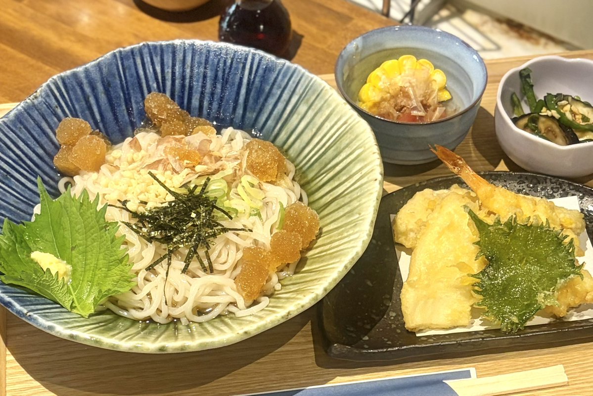 gourmet_nagoya's tweet photo. 生ひやむぎ専門店『穂の間』が名古屋駅前にオープン

麺はツルツルとしなやかで弾力があり、凍らせたツユで清涼感も楽しむことができます https://t.co/6wcqJjyftT