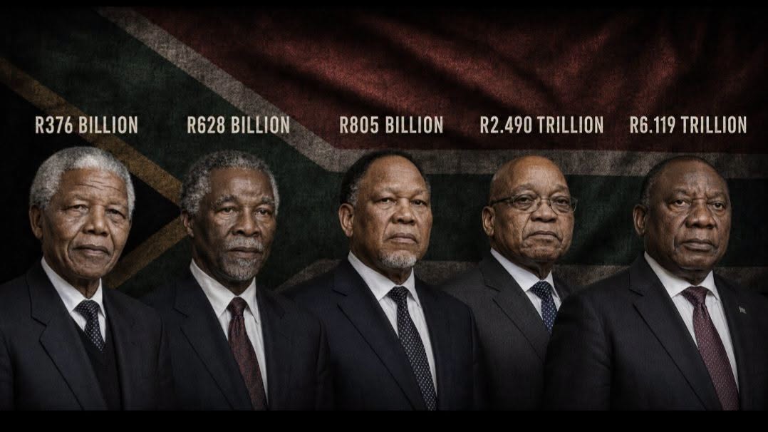 Lolita721611021's tweet photo. 🇿🇦SOUTH AFRICA’S R6.1 TRILLION DEBT BILL‼️
South Africa has borrowed another US$1.5 billion from the World Bank, approximately R24.7 billion, to support reforms involving electricity, freight transport, water and sanitation.

This is the fourth World Bank Development Policy Loan since 2022. It is not ring-fenced for a particular power station, railway line or water-treatment plant. It is general budget support released after government meets agreed reform conditions.

This latest loan did not create South Africa’s debt crisis. It merely adds another R24.7 billion to a debt story that has developed across every administration since 1994.

WHAT GOVERNMENT INHERITED

The democratic government did not inherit a debt-free country.

At the end of the 1993/94 financial year, gross national government debt stood at approximately R185 billion, equal to around 48% of GDP.

Most of that debt was domestic. The outgoing government had also agreed to repay the remaining US$4.5 billion covered by foreign-debt arrangements originating in the 1985 debt crisis.

That was the starting balance. What followed belongs to every administration that governed after it.

WHO ACCUMULATED THE DEBT?

• 1993/94 — Approximately R185 billion, or 48% of GDP. This was the debt inherited in 1994.

• 1998/99 — Approximately R376 billion, or 49% of GDP, under Mandela.

• 2003/04 — Approximately R510 billion, or 36% of GDP, under Mbeki.

• 2007/08 — Approximately R628 billion, or 27% of GDP, under Mbeki.

• 2008/09 — Approximately R805 billion, or 30% of GDP, during the Mbeki/Motlanthe transition.

• 2012/13 — Approximately R1.366 trillion, or 40% of GDP, under Zuma.

• 2014/15 — Approximately R1.799 trillion, or 41% of GDP, under Zuma.

• 2017/18 — Approximately R2.490 trillion, or 49% of GDP, during the Zuma/Ramaphosa transition.

• 2019/20 — Approximately R3.261 trillion, or 57.1% of GDP, under Ramaphosa.

• 2020/21 — Approximately R3.936 trillion, or 70.1% of GDP, under Ramaphosa during COVID-19.

• 2021/22 — Approximately R4.277 trillion, or 67.7% of GDP, under Ramaphosa.

• 2022/23 — Approximately R4.765 trillion, or 70.4% of GDP, under Ramaphosa.

• 2023/24 — Approximately R5.259 trillion, or 73.9% of GDP, under Ramaphosa.

• 2024/25 — Approximately R5.694 trillion, or 77% of GDP, during the Ramaphosa/GNU transition.

• 2025/26 — Approximately R6.119 trillion, or 78.9% of GDP, under Ramaphosa and the GNU.

• 2026/27 projection — Approximately R6.326 trillion, or 77.3% of GDP, under Ramaphosa and the GNU.

Under Mandela, debt almost doubled in rand terms, although it remained close to the same proportion of the growing economy.

Under Mbeki, debt continued increasing in rand terms, but stronger economic growth and improved revenue reduced the debt burden from around 49% of GDP to approximately 27%. This was the strongest period of debt consolidation after 1994.

The direction changed after the 2008 global financial crisis. Persistent budget deficits, weak growth, public-sector compensation, failing state-owned companies and rising interest costs drove debt steadily higher.

Under Zuma, gross debt increased from approximately R805 billion in 2008/09 to R2.490 trillion by 2017/18.

Under Ramaphosa, it increased from approximately R2.490 trillion to R6.119 trillion. COVID-19 caused the largest single-year increase, but the debt had already reached R3.261 trillion before the pandemic. Another R2.183 trillion was added after the worst COVID-19 financial year.

COVID-19 accelerated the crisis. It did not create it.

WHO LENT US THE MONEY?

South Africa did not borrow R6.1 trillion from one bank, one government or one country.

At March 2026:

• Domestic government debt: Approximately R5.490 trillion

• Foreign-currency government debt: Approximately R628 billion

• Total gross government debt: Approximately R6.119 trillion

Almost 90% was raised by selling domestic government bonds, Treasury bills and other financial instruments.

For every R100 invested in domestic government bonds during 2025:

• R25 was owed to foreign investors.

• R22.50 was owed to pension funds.

• R20.20 was owed to banks and similar monetary institutions.

• R23.70 was owed to investment funds and other financial institutions.

• R7.50 was owed to insurance companies.

• Approximately R1.10 was owed to other investors.

Foreign investors alone held approximately R1.065 trillion in rand-denominated government bonds. Describing these bonds as domestic debt does not mean every creditor is South African. It means the debt was issued inside South Africa, principally in rand.

Direct foreign lenders include the International Monetary Fund, World Bank, New Development Bank, African Development Bank, German KfW Development Bank, French Development Agency and the Government of Canada. International pension funds, banks, insurers, hedge funds and asset managers also hold South African government bonds.

Government therefore owes money not only to identifiable foreign institutions, but indirectly to millions of people through pensions, investments, insurance funds and bank deposits.

WHAT DO WE HAVE TO SHOW FOR IT?

Borrowing can be justified when it creates power stations, railways, ports, dams, roads and water systems that expand the economy and generate value for decades.

That is not what the national outcome shows.

South Africa extended electricity and water connections, delivered some housing, expanded social assistance and employed more public servants. Yet connections were expanded without adequately maintaining the systems behind them, housing demand still runs into millions, and social grants and government salaries remain recurring expenditure rather than productive assets capable of repaying debt.

After increasing gross national debt by approximately R5.934 trillion:

• Eskom required repeated bailouts and government debt relief.

• Freight rail and ports became obstacles to economic growth.

• Passenger rail infrastructure was allowed to collapse across large areas.

• Water interruptions, leaking networks, failing treatment works and sewage pollution became national problems.

• Municipalities developed enormous infrastructure and maintenance backlogs.

• Businesses and households increasingly pay privately for electricity backup, security, healthcare, education and transport after already paying taxes.

• Economic growth remained too weak to support the expanding debt.

Government can point to expenditure. What it cannot demonstrate is anything approaching R5.934 trillion in additional productive capacity, reliable infrastructure and economic growth.

We are now borrowing again to repair electricity, railways, ports, water and sanitation systems that previous taxation and previous borrowing were already supposed to build, operate and maintain.

THE INTEREST BILL

The R6.119 trillion is only the capital still outstanding.

Before government can spend money on policing, hospitals, schools, roads, water systems or infrastructure, it must service the debt accumulated by previous budgets.

Debt-service costs increased as follows:

• 2019/20 — R204.8 billion

• 2020/21 — R232.6 billion

• 2021/22 — R268.1 billion

• 2022/23 — R308.5 billion

• 2023/24 — R356.1 billion

• 2024/25 — R385.8 billion

• 2025/26 — Approximately R420.6 billion

• 2026/27 projection — Approximately R432.4 billion

During 2025/26, debt service cost taxpayers approximately:

• R35.1 billion every month

• R8.1 billion every week

• R1.15 billion every day

• R48 million every hour

• R800,000 every minute

That is principally interest and the cost of servicing the debt. It does not repay the entire R6.119 trillion capital balance.

When bonds and loans mature, government frequently borrows again to repay or refinance them. The old creditor is paid, a new creditor takes their place and the debt continues.

This is how a country can pay hundreds of billions every year without substantially reducing what it owes.

HOW LONG WILL WE BE PAYING?

South Africa’s debt has no single final repayment date.

The latest World Bank loan is approximately R24.7 billion and runs for 15 years. Government receives a three-year grace period on capital repayments, but “grace” does not mean free money. The debt exists immediately, interest is charged according to the agreement, and repayment of the capital has merely been postponed.

Government also has major foreign bonds extending decades into the future. Using approximately R16.50 to the dollar simply to illustrate their present rand value:

• Approximately R23.1 billion matures in 2032.

• Approximately R33 billion matures in 2036.

• Approximately R28.9 billion matures in 2037.

• Approximately R16.5 billion matures in 2046.

• Approximately R26.4 billion matures in 2052.

• Approximately R24.7 billion matures in 2054.

• Approximately R28.9 billion matures in 2055.

These bonds alone represent approximately R181.5 billion in capital at today’s illustrative exchange rate, before adding decades of interest. The eventual rand cost could be considerably higher if the currency weakens before repayment.

Even when those bonds mature, the national debt may not disappear. Government routinely issues new bonds and raises new loans to repay maturing obligations. The old creditor is settled, another creditor takes their place and the repayment date moves further into the future.

This is no longer temporary borrowing with a clear end. It has become a rolling national obligation, passed from one budget to the next and from one generation of taxpayers to another.

We are servicing debt accumulated by the governments before us. Our children will inherit the debt being created today, and their children may still be servicing the loans and replacement bonds used to postpone its final repayment.

The people authorising today’s borrowing may be long gone.

Generations of taxpayers will still be paying for it.

THE AUDIT FINDING

The ANC-led government inherited approximately R185 billion in gross national debt in 1994.

By March 2026, that had become approximately R6.119 trillion. By March 2027, Treasury expects it to reach approximately R6.326 trillion.

South Africa is now paying more than R1.15 billion every day largely in interest and debt-service costs, while the capital remains and government continues borrowing.

That money cannot simultaneously repair water systems, employ police officers, maintain roads, rebuild railways or improve hospitals. Taxpayers must first pay for yesterday’s expenditure before funding today’s needs.

The problem is not simply that government borrowed.

The problem is that borrowing repeatedly exceeded the productive capacity created with the money.
 Economic growth remained weak, essential infrastructure deteriorated and the tax base did not expand sufficiently to carry the burden.

We are borrowing more than the country can comfortably support, while producing far too little evidence that the expenditure is building a stronger and more productive South Africa.

The debt remains.

The interest grows.

The infrastructure must still be repaired.

Our children will inherit the repayments, and their children may still be servicing bonds issued to cover money being spent today.

Written by Shaun Schutte
28 July 2026