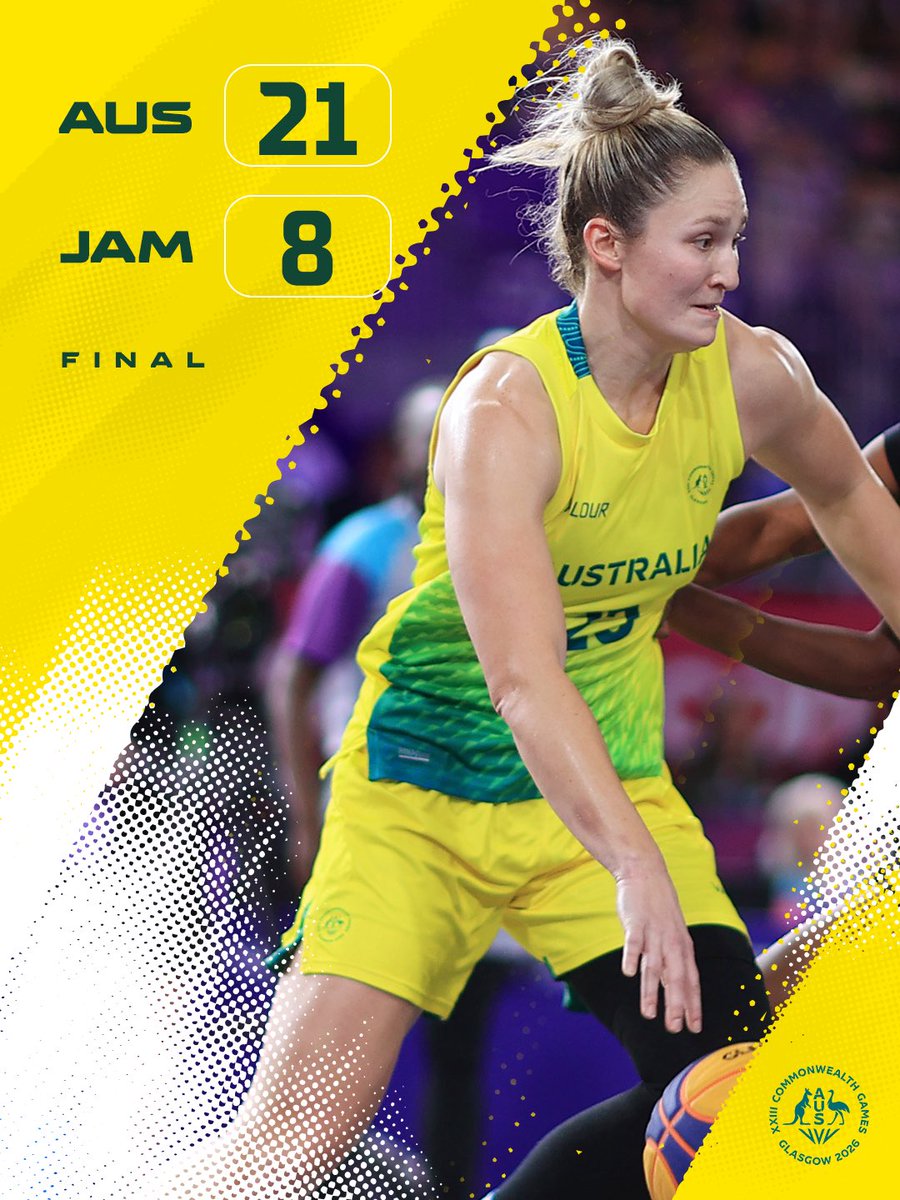 BasketballAus's tweet photo. The Gangurrus (women) are going for gold at 5:00 AM AEST after defeating Jamaica in the semis, 21-8.

The Wombats (women) are next up as they take on the Scots at midnight. 

#GangGang | #GoWombats | #Glasgow2026 https://t.co/HDvwkuIubr