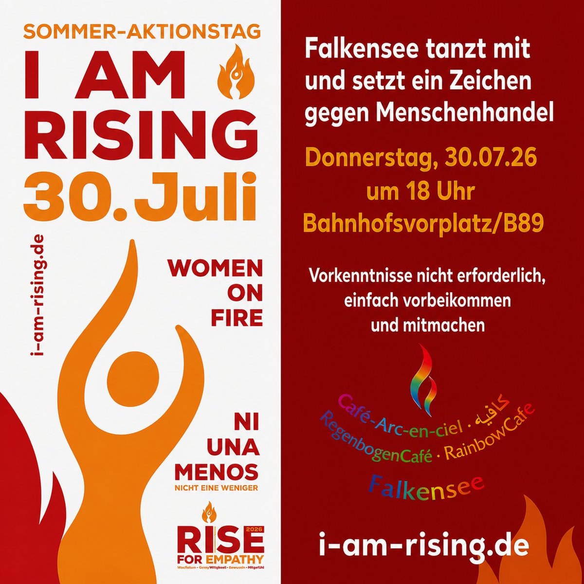 Regenbogencafe's tweet photo. Wir laden alle Menschen herzlich ein, sich an der Sommer-Aktion von One Billion Rising zu beteiligen.
Morgen um 18 Uhr (Treffpunkt B89, Falkensee) tanzen wir am Tag gegen Menschenhandel zu dem Song Ni una menos.
#OneBillionRising #Falkensee #Menschenhandel #iamrising https://t.co/S2DHTE5VD6