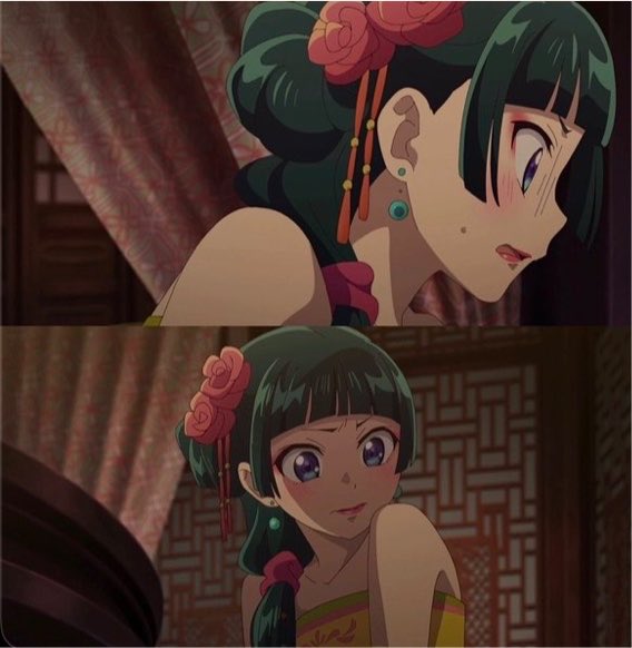 vitaaeris's tweet photo. I know media comprehension is on all time low right now, but actively ignoring the multiple instances in which Maomao reciprocates Jinshi’s feelings and the self-admitted trauma that causes her to repress her emotions and desires is a choice. It’s virtual signaling. https://t.co/4FgXI3wMHg