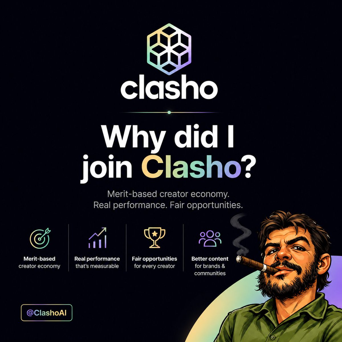 eyupyavuz75's tweet photo. Why did I join @clashoAi ?

I've been creating content across different Web3 communities for quite a while, and one thing has become impossible to ignore:

Creating great content is only half the battle.

Getting that content discovered is often much harder.

On most platforms, visibility is heavily influenced by follower count and algorithms. As a result, many talented creators never get the recognition they deserve, while larger accounts continue to dominate simply because they've already built an audience.

That's the biggest reason I joined @clashoAi .

What impressed me wasn't just the idea of creator campaigns—it was the fact that those campaigns are performance-driven.

Instead of asking creators to promote a product and hoping for good results, brands launch campaigns where creators compete by producing original content. Performance is measured, which means value can actually be demonstrated instead of assumed.

That changes the incentive completely.

When creators know their work will be evaluated on impact rather than popularity alone, they're encouraged to research more, explain better, and create content that's genuinely useful.

As someone who regularly writes about blockchain, DeFi, and emerging Web3 projects, I enjoy turning complex topics into content that's easy to understand.

A platform that rewards effort, originality, and measurable performance feels much more aligned with how the creator economy should work.

I also think this model benefits brands just as much as creators.

Instead of selecting creators based only on follower counts, brands gain access to people who consistently produce content that resonates with real audiences.

Communities benefit too.

When creators compete on quality instead of empty engagement, readers receive more educational posts, deeper analysis, and more thoughtful discussions.

That's a win for everyone involved.

For me, Clasho isn't simply another social platform.

It's an infrastructure layer that makes creator marketing more transparent, more competitive, and more merit-based.

The creator economy has spent years rewarding popularity.

I believe it's time to reward performance.

That's why I joined @clashoAi . 🚀