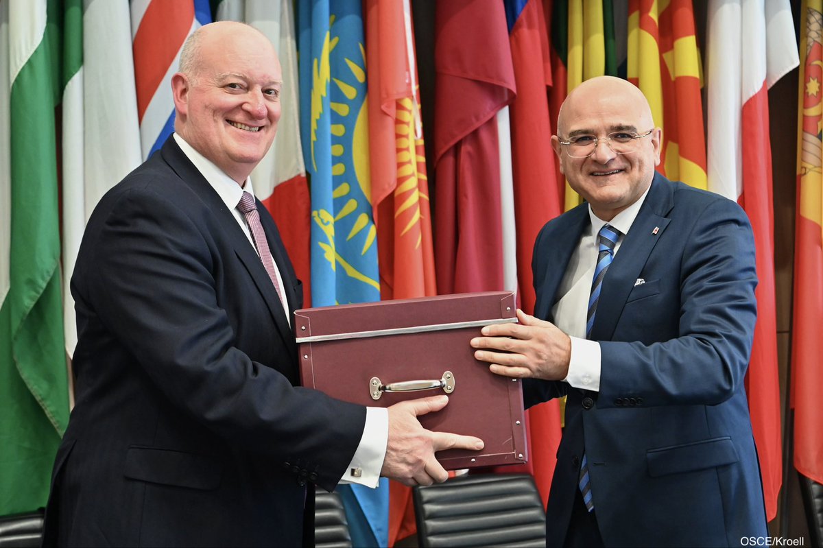 SwitzerlandOSCE's tweet photo. As Georgia’s Chair of the @OSCE Forum for Security Co-operation comes to an end, we warmly thank the @GeorgiainAus team for their dedication and leadership. The focus on the Code of Conduct and its relevance to today’s security challenges provided valuable discussions. We welcome @UKOSCE as the incoming FSC Chair and look forward to continued cooperation. 🇬🇪🇬🇧