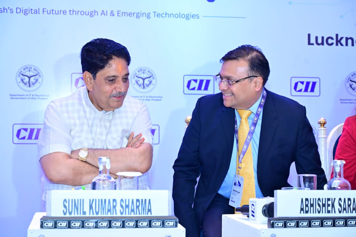 avadhrailinfra's tweet photo. Our MD, @saraff_abhishek, also Chairman, @cii4nr Uttar Pradesh, chaired a session at the UP AI Tech Summit 2026 in Lucknow. He highlighted Uttar Pradesh's potential to become an AI leader.

#UPAITechSummit2026 #AI #Innovation #DigitalTransformation #CII #AvadhRailInfra https://t.co/7OtXAj6WEl