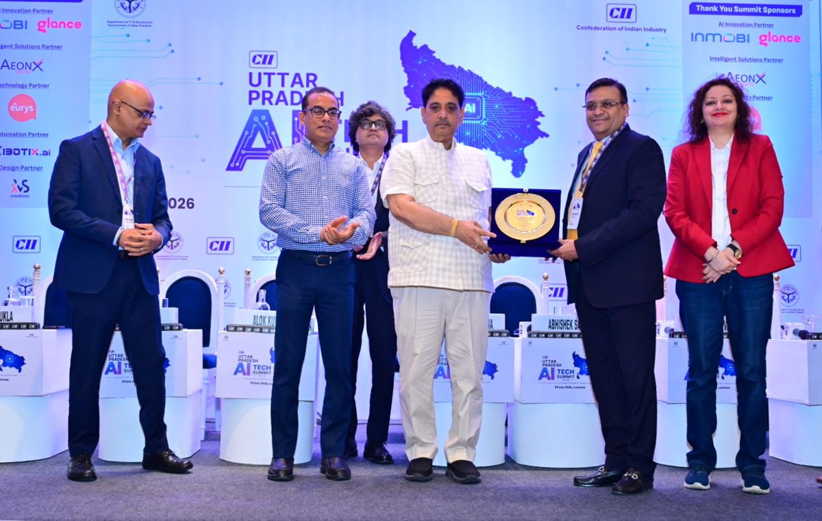 avadhrailinfra's tweet photo. Our MD, @saraff_abhishek, also Chairman, @cii4nr Uttar Pradesh, chaired a session at the UP AI Tech Summit 2026 in Lucknow. He highlighted Uttar Pradesh's potential to become an AI leader.

#UPAITechSummit2026 #AI #Innovation #DigitalTransformation #CII #AvadhRailInfra https://t.co/7OtXAj6WEl