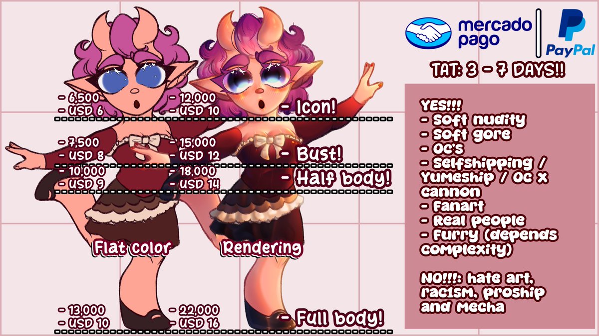 Sweet_Aisuru's tweet photo. OPEN COMMISSIONS 🩷
COMISIONES ABIERTAS 🩷
Contactame si tienes alguna duda :3 ✨

#artmoots 🍓 https://t.co/rzztkYzOHH