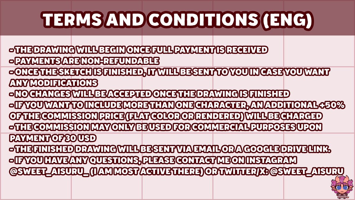 Sweet_Aisuru's tweet photo. OPEN COMMISSIONS 🩷
COMISIONES ABIERTAS 🩷
Contactame si tienes alguna duda :3 ✨

#artmoots 🍓 https://t.co/rzztkYzOHH
