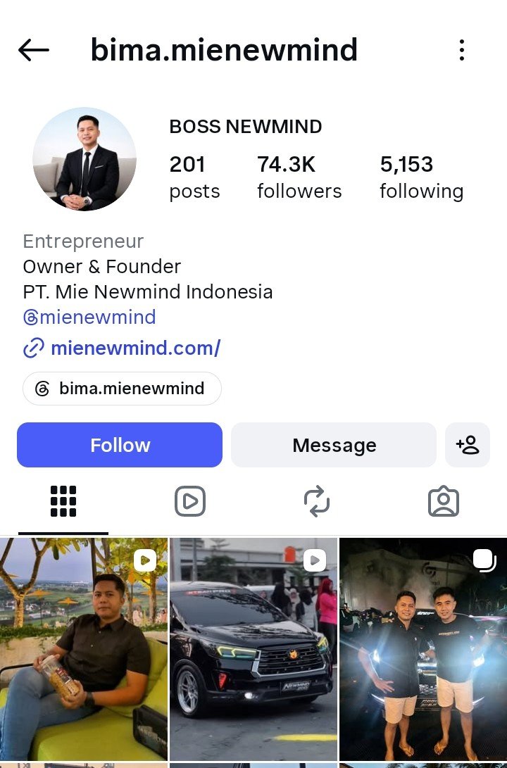 PartaiSocmed's tweet photo. Bima Candra Karisma ini ternyata punya hubungan dekat dengan Bossman Mardigu, baik di dunia bisnis, komunitas maupun di dunia perbuzzeran. Salah satunya di bisnis Mie Newmind. https://t.co/NsybjWYJs6