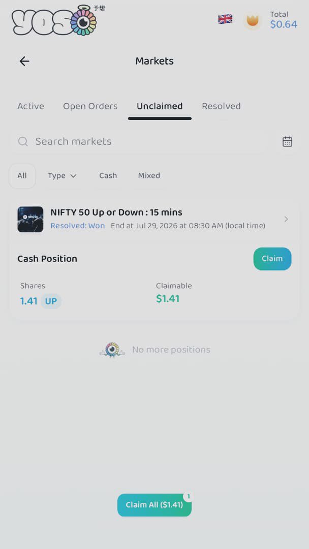comradegreen01's tweet photo. I never thought trading NIFTY 50 could feel this rewarding and fun onchain 📈

Before @yososocial , NIFTY was just something I checked on TradingView or my broker app. Now it’s become part of my daily routine spoting opportunities, placing quick convictions, and seeing results. https://t.co/5G4dXidqdD