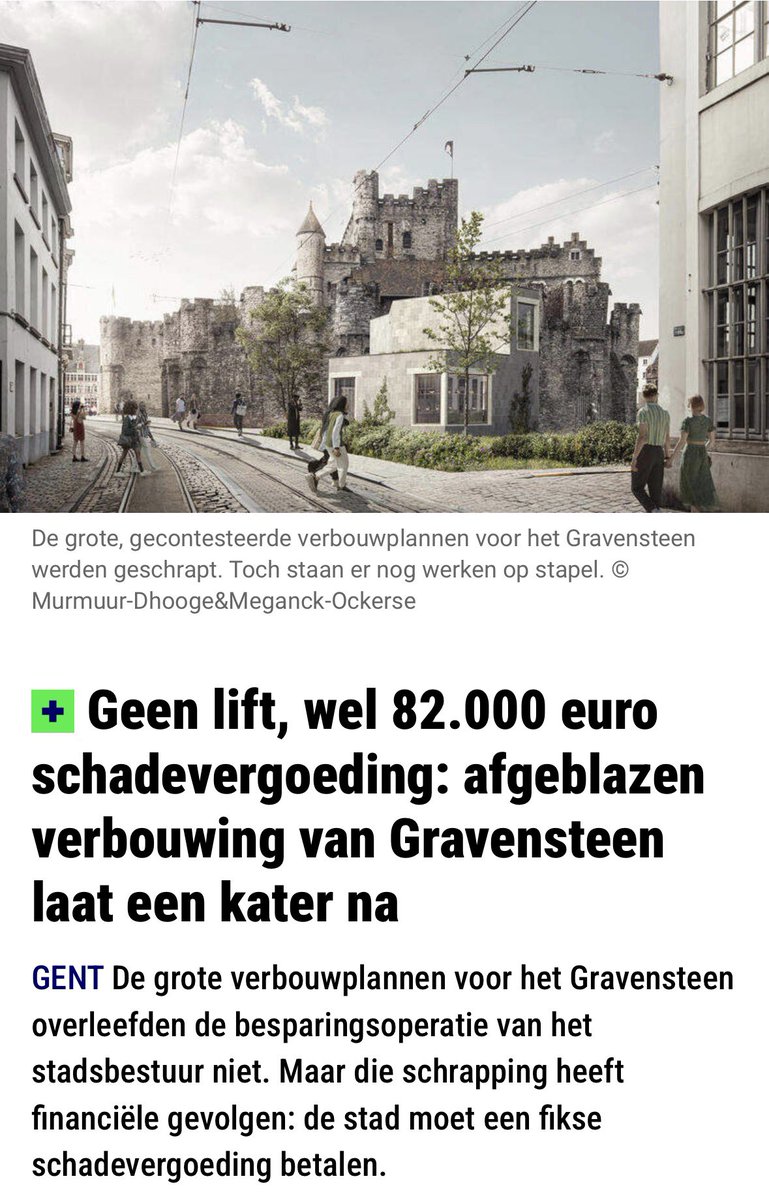 mcockhuyt's tweet photo. €82K schadevergoeding. Voor een project dat nooit wordt uitgevoerd.

Een dure factuur vanwege links bestuur in @Stadgent, aflevering zoveel. En de stadskas is al leeg. 

De kosten van studiebureaus, communicatie, duizenden ambtenarenuren komen daar nog bovenop. @Hafsa_Hopsasa https://t.co/0Mp3ViMDMR