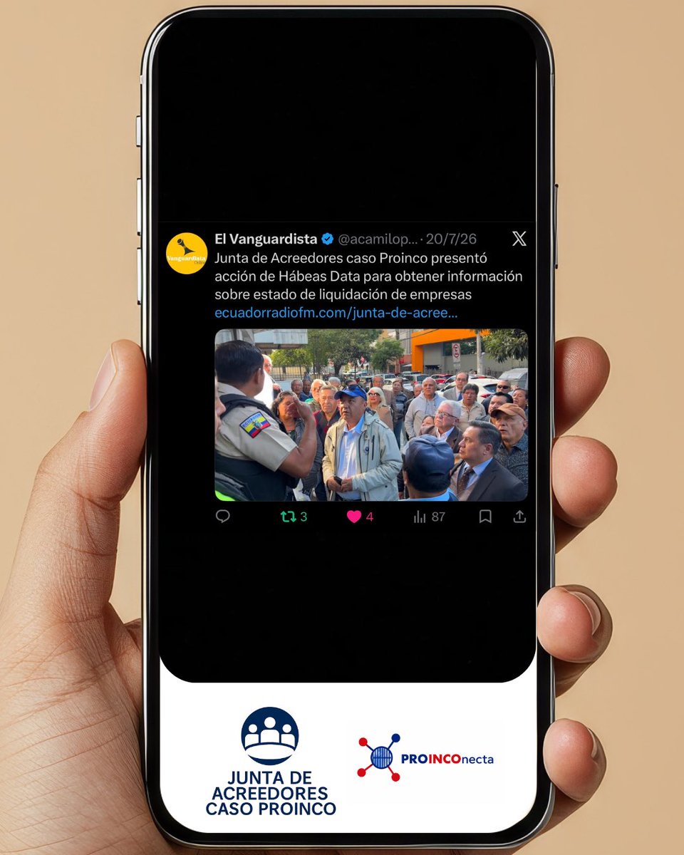 Proinconecta's tweet photo. Agradecemos a @acamiloponcet por el interés de informar sobre las acciones que la Junta de Acreedores caso Proinco está llevando a cabo.

#JuntaDeAcreedores #CasoProinco #ProInconecta #DerechosDeLosAcreedores https://t.co/V0aN4V7lhz