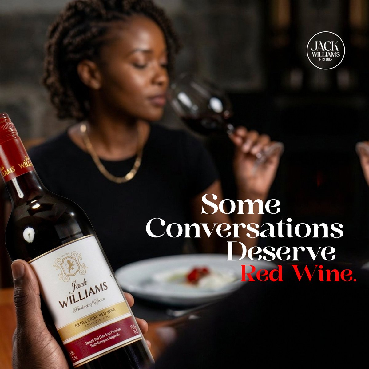jackwilliamsnig's tweet photo. Whether it's date night, dinner with friends or a quiet evening to yourself, JW Red Wine brings
elegance to the table.

Who would you share a bottle with?

#JWWine #WineMoments #StayWinning #DrinkResponsibly #JackWilliams https://t.co/4mWG2aAB9H