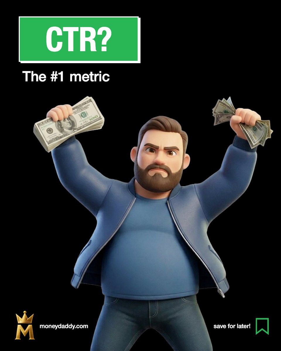 MoneyDaddyTeam's tweet photo. CTR (Click-Through Rate): The #1 metric for testing your creatives 🎯
Formula: (Clicks / Impressions) * 100
🔴 Low CTR? Your hook, image, or ad copy is boring. People are scrolling past.
🟢 High CTR? You found an angle that stops the scroll.
Pro tip: Always split-test at least 3 creatives before scaling your campaign! 📌
