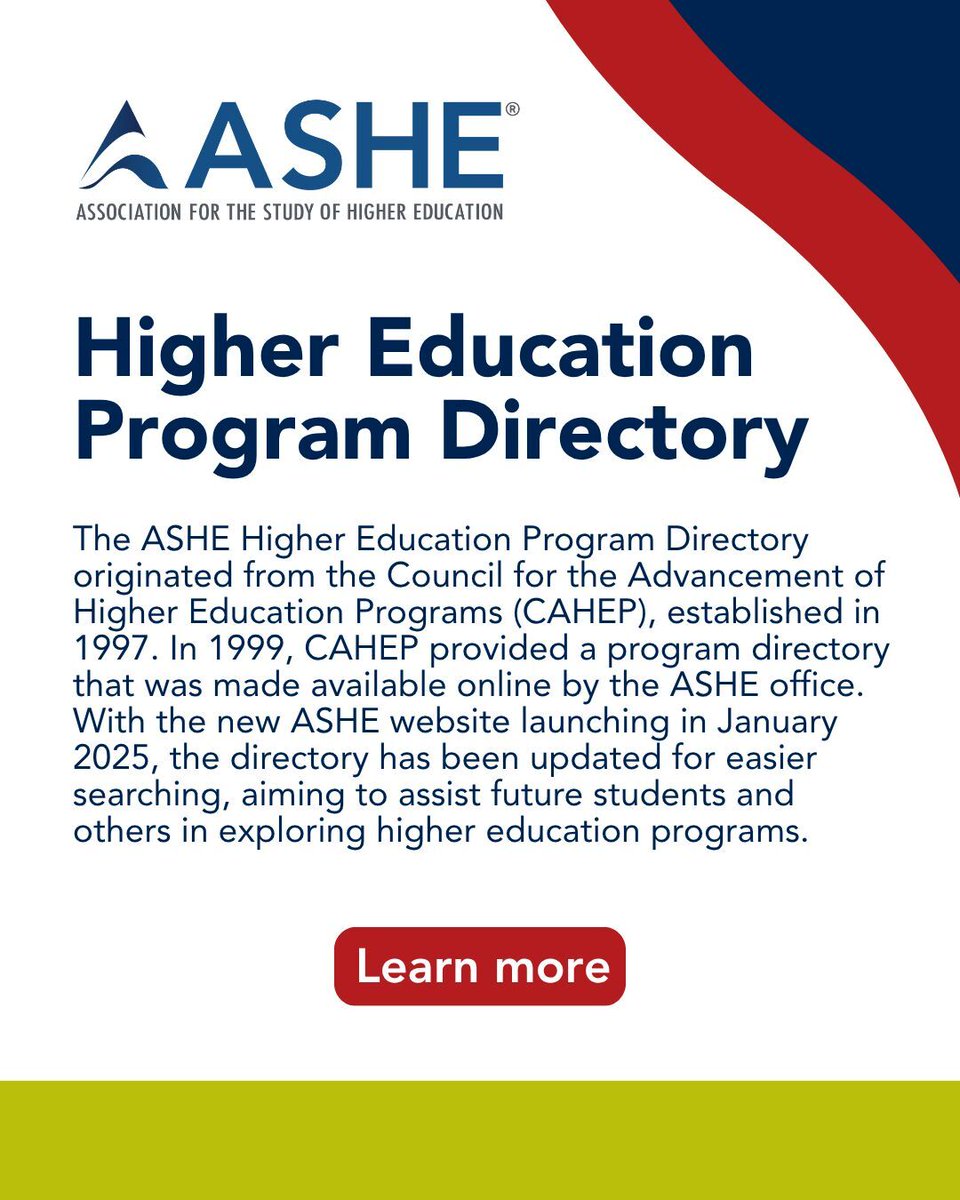 utrgvobi's tweet photo. This directory supports future students and others in learning about programs. The directory has its roots in work done by the Council for the Advancement of Higher Education Programs (CAHEP) and has been maintained by ASHE since 1999. https://t.co/JnzWa0GQg3