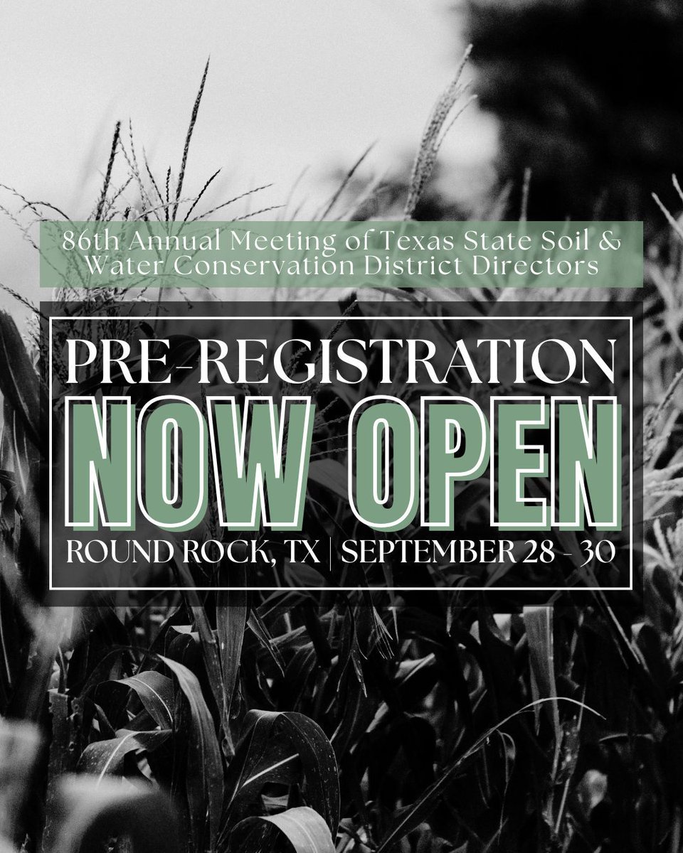 TSSWCB's tweet photo. Register NOW for the 86th Annual Meeting of Texas Soil and Water Conservation District Directors! We can't wait to see all of you at Kalahari in September! 🤩 

Link to Register: https://t.co/SrIjcy2TAg https://t.co/gmbk1hiDm4